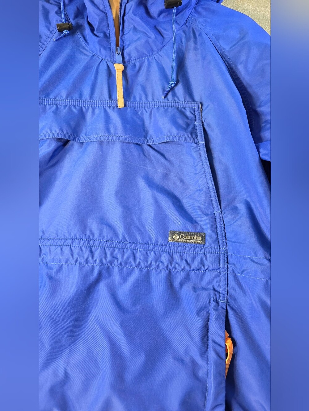 Vintage 90's Columbia Adirondack Windbreaker Blue Pullover Gorpcore Mens M - Picture 2 of 16